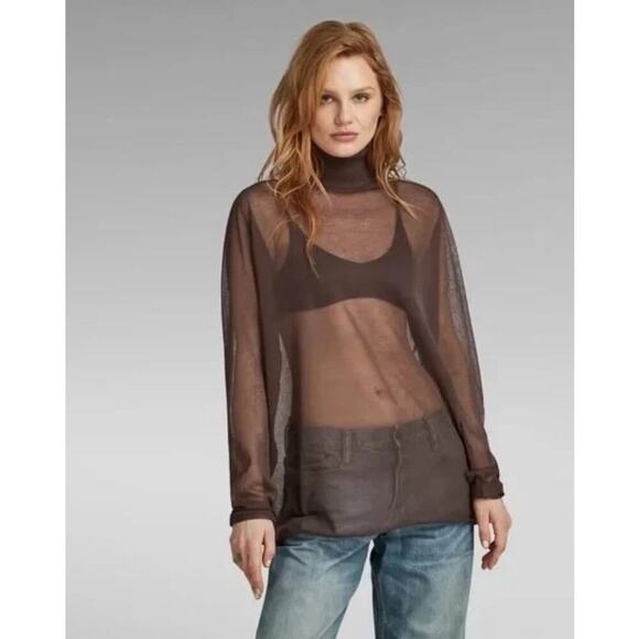 NWT Commence Sheer Brown Turtle Neck - Picture 1 of 4